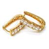 Oro Laminado Huggie Hoop, Gold Filled Style Baguette Design, with White Cubic Zirconia, Polished, Golden Finish, 02.267.0008.15