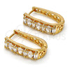 Oro Laminado Huggie Hoop, Gold Filled Style Baguette Design, with White Cubic Zirconia, Polished, Golden Finish, 02.267.0008.15
