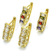 Oro Laminado Huggie Hoop, Gold Filled Style Baguette Design, with White Cubic Zirconia, Polished, Golden Finish, 02.267.0008.15