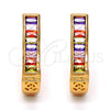 Oro Laminado Huggie Hoop, Gold Filled Style with Multicolor and White Cubic Zirconia, Polished, Golden Finish, 02.267.0010.15