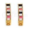 Oro Laminado Huggie Hoop, Gold Filled Style with Black and White Cubic Zirconia, Polished, Golden Finish, 02.267.0010.1.15
