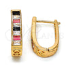 Oro Laminado Huggie Hoop, Gold Filled Style with Black and White Cubic Zirconia, Polished, Golden Finish, 02.267.0010.1.15