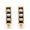 Oro Laminado Huggie Hoop, Gold Filled Style with Black and White Cubic Zirconia, Polished, Golden Finish, 02.267.0012.3.15