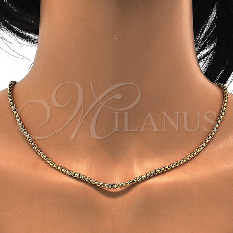 Oro Laminado Basic Necklace, Gold Filled Style Box Design, Polished, Golden Finish, 04.242.0085.30 (03 MM Thickness, 30 Inches Length)