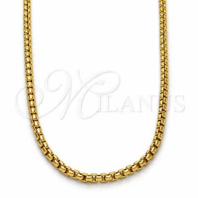 Oro Laminado Basic Necklace, Gold Filled Style Box Design, Polished, Golden Finish, 04.242.0085.30 (03 MM Thickness, 30 Inches Length)