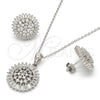 Sterling Silver Earring and Pendant Adult Set, with White Cubic Zirconia, Polished, Rhodium Finish, 10.286.0001
