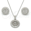 Sterling Silver Earring and Pendant Adult Set, with White Cubic Zirconia, Polished, Rhodium Finish, 10.286.0001