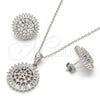 Sterling Silver Earring and Pendant Adult Set, with White Cubic Zirconia, Polished, Rhodium Finish, 10.286.0001