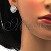 Sterling Silver Earring and Pendant Adult Set, with White Cubic Zirconia and White Micro Pave, Polished, Rhodium Finish, 10.286.0002