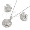 Sterling Silver Earring and Pendant Adult Set, with White Cubic Zirconia and White Micro Pave, Polished, Rhodium Finish, 10.286.0002