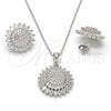 Sterling Silver Earring and Pendant Adult Set, with White Cubic Zirconia and White Micro Pave, Polished, Rhodium Finish, 10.286.0002
