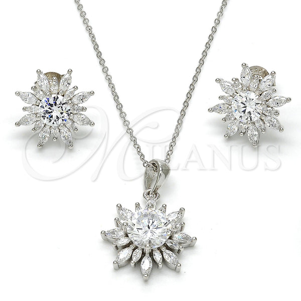 Sterling Silver Ring — Earring and Pendant Adult Set Flower Design with — main product view — SKU 113840 | Plata 925 anillo — Earring and Pendant Adult Set flor diseño with — SKU 113840