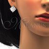 Sterling Silver Earring and Pendant Adult Set, with White Cubic Zirconia and White Micro Pave, Polished, Rhodium Finish, 10.286.0008