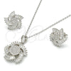 Sterling Silver Earring and Pendant Adult Set, with White Cubic Zirconia, Polished, Rhodium Finish, 10.286.0012