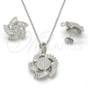 Sterling Silver Earring and Pendant Adult Set, with White Cubic Zirconia, Polished, Rhodium Finish, 10.286.0012