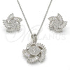 Sterling Silver Earring and Pendant Adult Set, with White Cubic Zirconia, Polished, Rhodium Finish, 10.286.0012