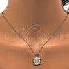 Sterling Silver Earring and Pendant Adult Set, with White Cubic Zirconia, Polished, Rhodium Finish, 10.175.0028