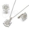 Sterling Silver Earring and Pendant Adult Set, with White Cubic Zirconia, Polished, Rhodium Finish, 10.175.0028
