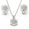 Sterling Silver Earring and Pendant Adult Set, with White Cubic Zirconia, Polished, Rhodium Finish, 10.175.0028