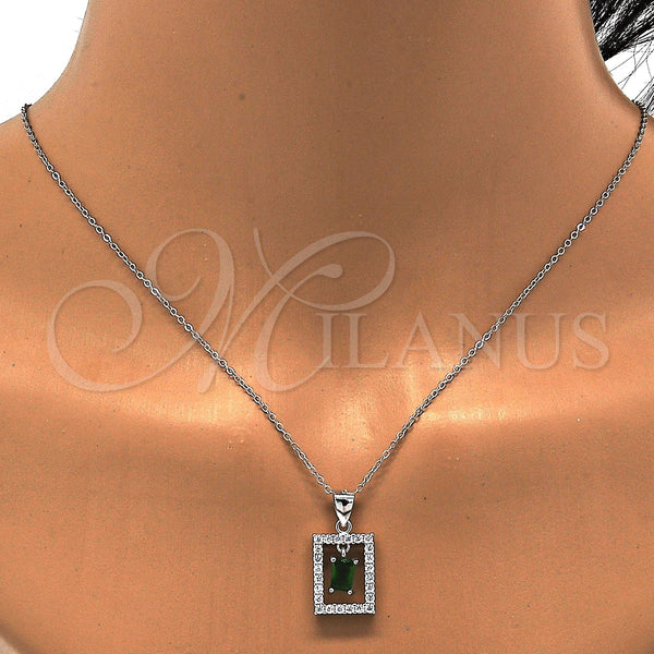 Sterling Silver Ring — Earring and Pendant Adult Set with Green Cubic — alternate product view — SKU 113854 | Plata 925 anillo — Earring and Pendant Adult Set with Green Cubic — SKU 113854