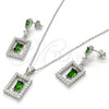 Sterling Silver Earring and Pendant Adult Set, with Green Cubic Zirconia and White Micro Pave, Polished, Rhodium Finish, 10.175.0030.2