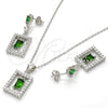 Sterling Silver Earring and Pendant Adult Set, with Green Cubic Zirconia and White Micro Pave, Polished, Rhodium Finish, 10.175.0030.2