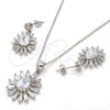 Sterling Silver Earring and Pendant Adult Set, Teardrop Design, with White Cubic Zirconia, Polished, Rhodium Finish, 10.175.0035