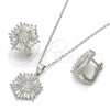 Sterling Silver Earring and Pendant Adult Set, with White Cubic Zirconia, Polished, Rhodium Finish, 10.175.0037