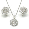 Sterling Silver Earring and Pendant Adult Set, with White Cubic Zirconia, Polished, Rhodium Finish, 10.175.0037