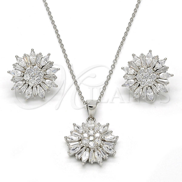 Sterling Silver Ring — Earring and Pendant Adult Set Flower Design with — main product view — SKU 113868 | Plata 925 anillo — Earring and Pendant Adult Set flor diseño with — SKU 113868