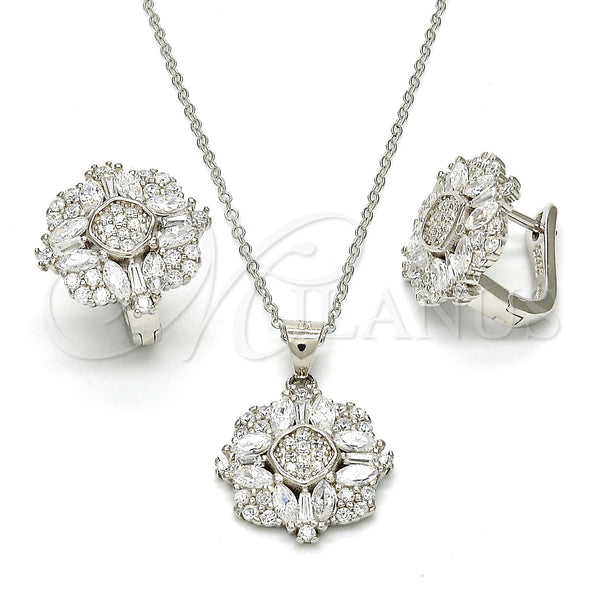 Sterling Silver Ring — Earring and Pendant Adult Set with White Cubic — main product view — SKU 113870 | Plata 925 anillo — Earring and Pendant Adult Set with blanco Cubic — SKU 113870
