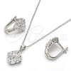 Sterling Silver Earring and Pendant Adult Set, with White Cubic Zirconia, Polished, Rhodium Finish, 10.175.0041