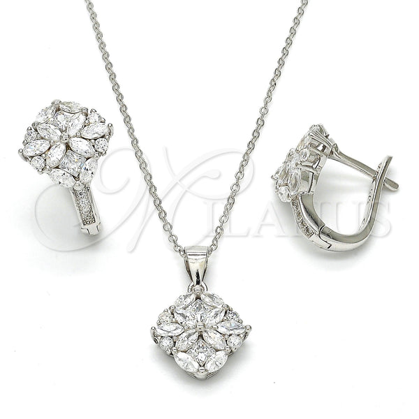 Sterling Silver Ring — Earring and Pendant Adult Set with White Cubic — main product view — SKU 113871 | Plata 925 anillo — Earring and Pendant Adult Set with blanco Cubic — SKU 113871