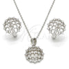 Sterling Silver Earring and Pendant Adult Set, with White Cubic Zirconia, Polished, Rhodium Finish, 10.175.0044