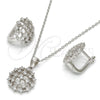 Sterling Silver Earring and Pendant Adult Set, with White Cubic Zirconia, Polished, Rhodium Finish, 10.175.0044