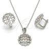 Sterling Silver Earring and Pendant Adult Set, with White Cubic Zirconia, Polished, Rhodium Finish, 10.175.0044