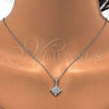 Sterling Silver Earring and Pendant Adult Set, with White Cubic Zirconia, Polished, Rhodium Finish, 10.175.0047