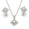 Sterling Silver Earring and Pendant Adult Set, with White Cubic Zirconia, Polished, Rhodium Finish, 10.175.0047