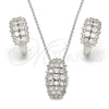 Sterling Silver Earring and Pendant Adult Set, with White Cubic Zirconia and White Micro Pave, Polished, Rhodium Finish, 10.175.0049