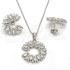 Sterling Silver Earring and Pendant Adult Set, with White Cubic Zirconia, Polished, Rhodium Finish, 10.286.0013