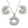Sterling Silver Earring and Pendant Adult Set, with White Cubic Zirconia, Polished, Rhodium Finish, 10.286.0013