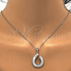 Sterling Silver Earring and Pendant Adult Set, Teardrop Design, with White Cubic Zirconia and White Micro Pave, Polished, Rhodium Finish, 10.286.0014