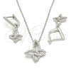 Sterling Silver Earring and Pendant Adult Set, Butterfly Design, with White Cubic Zirconia, Polished, Rhodium Finish, 10.286.0015