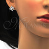 Sterling Silver Earring and Pendant Adult Set, with White Cubic Zirconia, Polished, Rhodium Finish, 10.286.0022