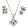 Sterling Silver Earring and Pendant Adult Set, with White Cubic Zirconia, Polished, Rhodium Finish, 10.286.0022