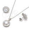 Sterling Silver Earring and Pendant Adult Set, with White Cubic Zirconia and White Micro Pave, Polished, Rhodium Finish, 10.286.0024