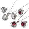 Sterling Silver Earring and Pendant Adult Set, with White Cubic Zirconia and White Micro Pave, Polished, Rhodium Finish, 10.286.0024