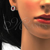 Sterling Silver Earring and Pendant Adult Set, with Garnet and White Cubic Zirconia, Polished, Rhodium Finish, 10.286.0027.1