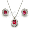 Sterling Silver Earring and Pendant Adult Set, with Garnet and White Cubic Zirconia, Polished, Rhodium Finish, 10.286.0027.1