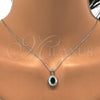 Sterling Silver Earring and Pendant Adult Set, with Green and White Cubic Zirconia, Polished, Rhodium Finish, 10.286.0027.2